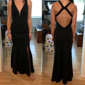 Ed Young open back strappy formal dress slit Small